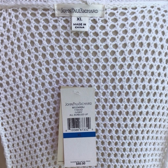 John Paul Richard Ivory Crochet Duster NEW - Picture 6 of 7